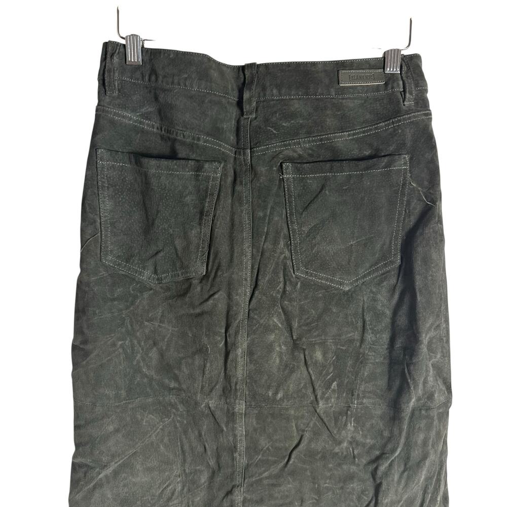 BlankNYC Hunter Green Retro Suede Leather Front Slit Pencil Midi Skirt Size 27 - Picture 11 of 16